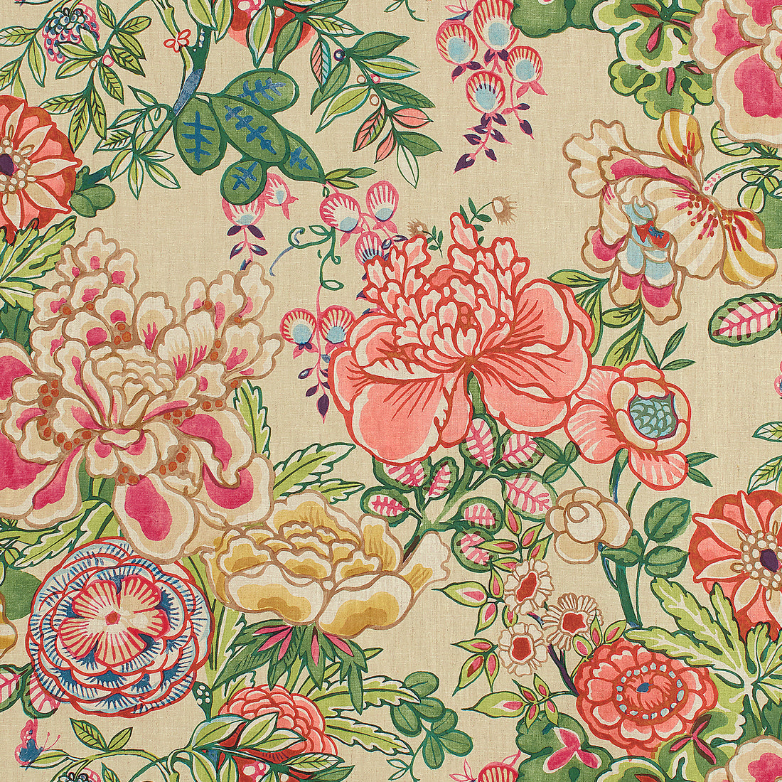 Peony Garden fabric in beige color - pattern number F942019 - by Thibaut in the Sojourn collection