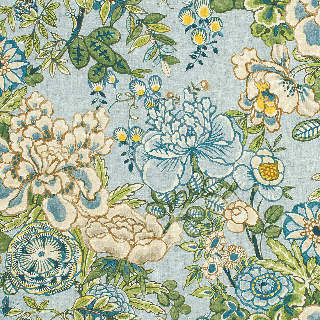 Peony Garden fabric in spa blue color - pattern number F942020 - by Thibaut in the Sojourn collection
