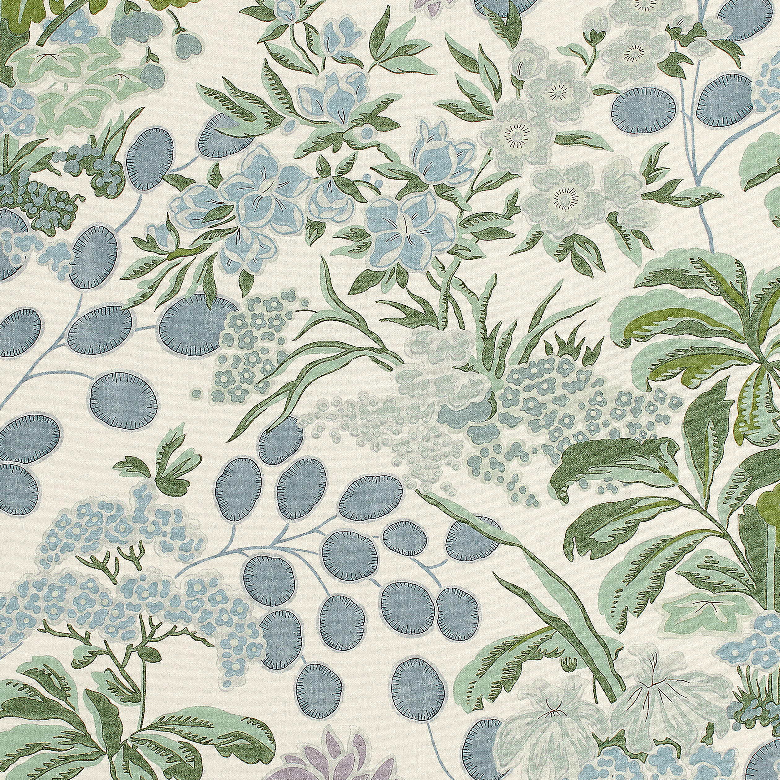 Meadow Lavender and Blue Fabric F942038 by Thibaut - Fabric World