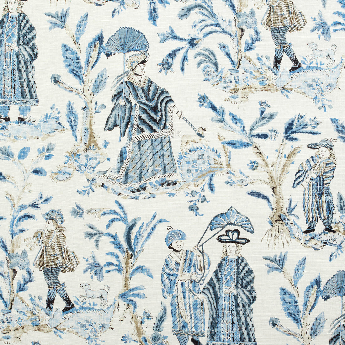 Royale Toile fabric in blue color - pattern number F972573 - by Thibaut in the Chestnut Hill collection