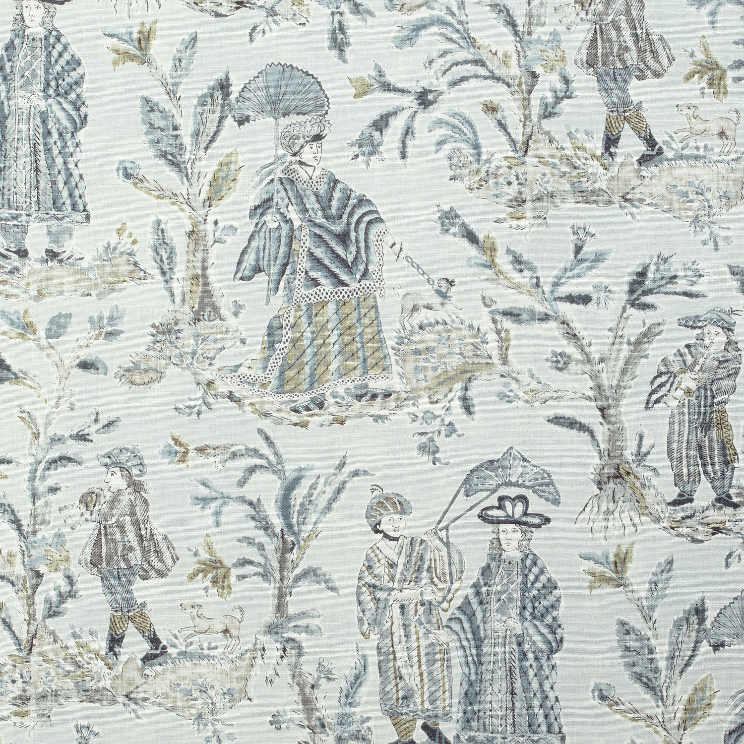 Royale Toile fabric in grey color - pattern number F972576 - by Thibaut in the Chestnut Hill collection