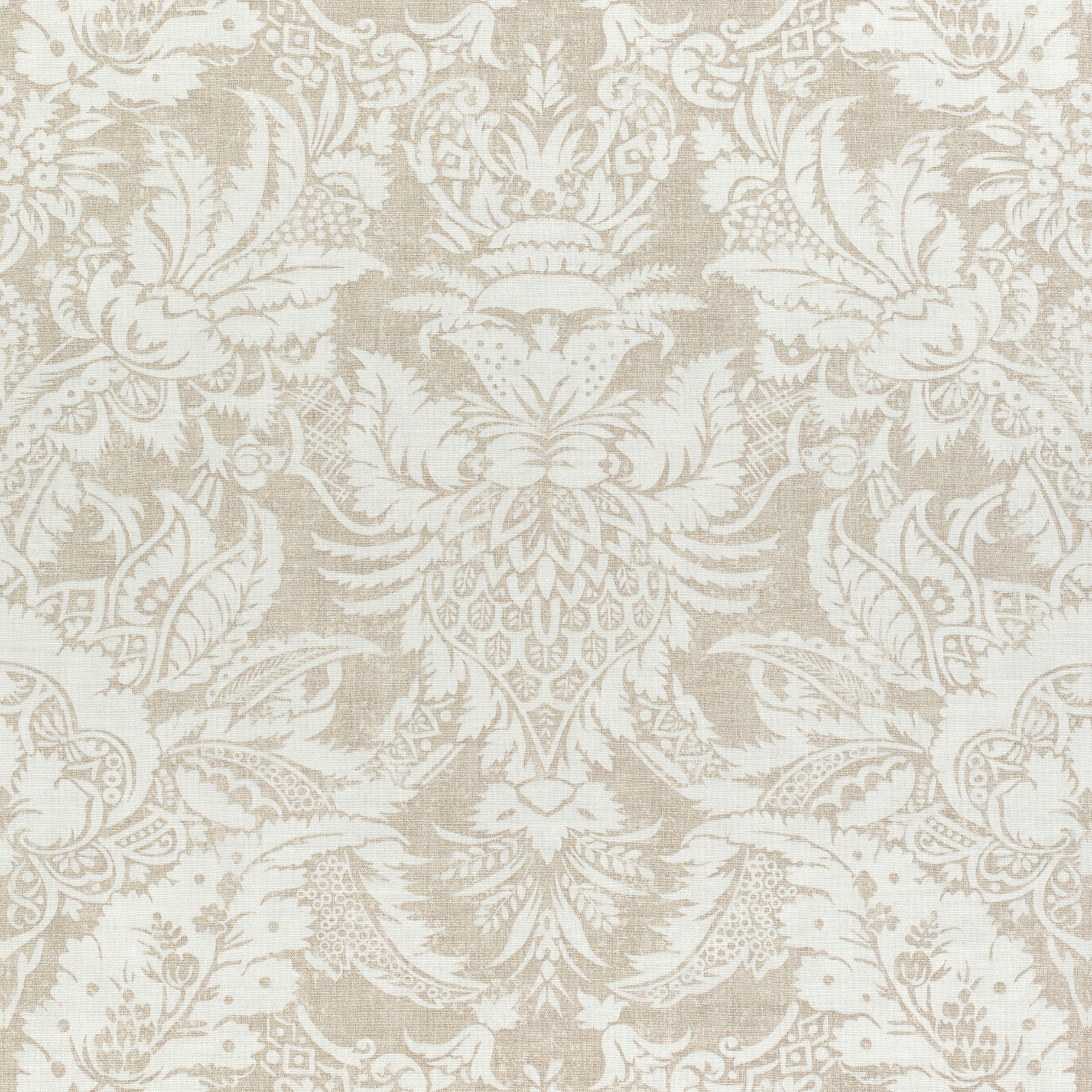 Chardonnet Damask fabric in beige color - pattern number F972586 - by Thibaut in the Chestnut Hill collection