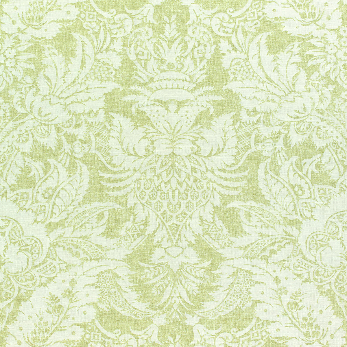 Chardonnet Damask fabric in spring green color - pattern number F972587 - by Thibaut in the Chestnut Hill collection