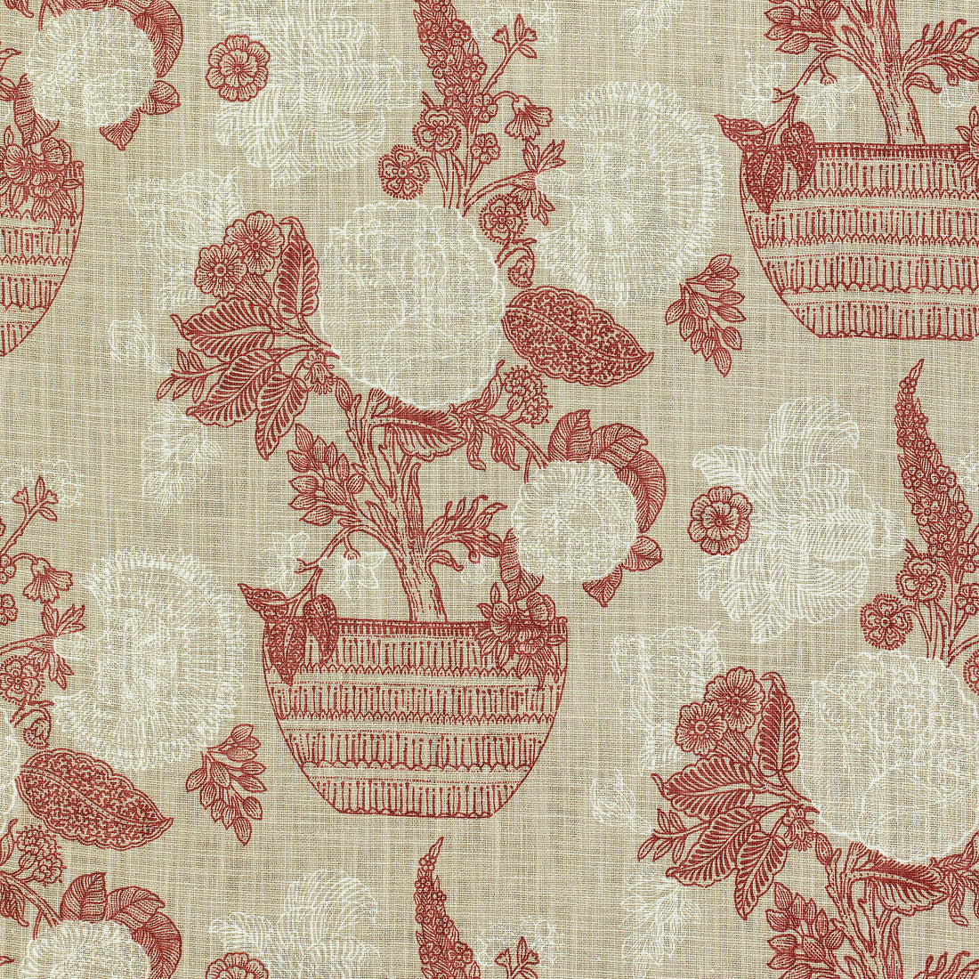 Tullamore fabric in red and cream color - pattern number F972590 - by Thibaut in the Chestnut Hill collection
