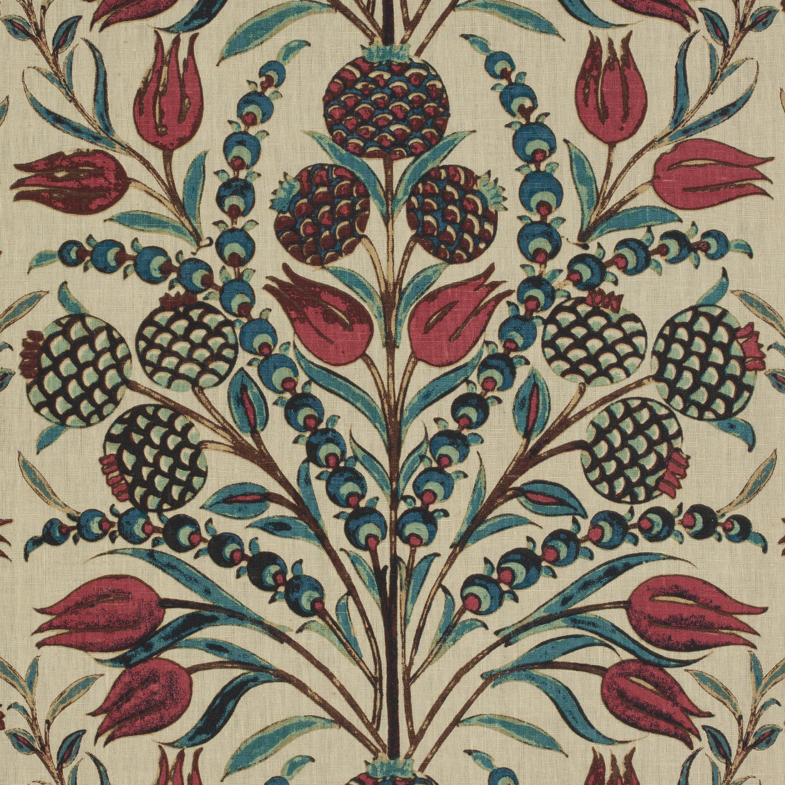 Corneila fabric in red and teal color - pattern number F972601 - by Thibaut in the Chestnut Hill collection