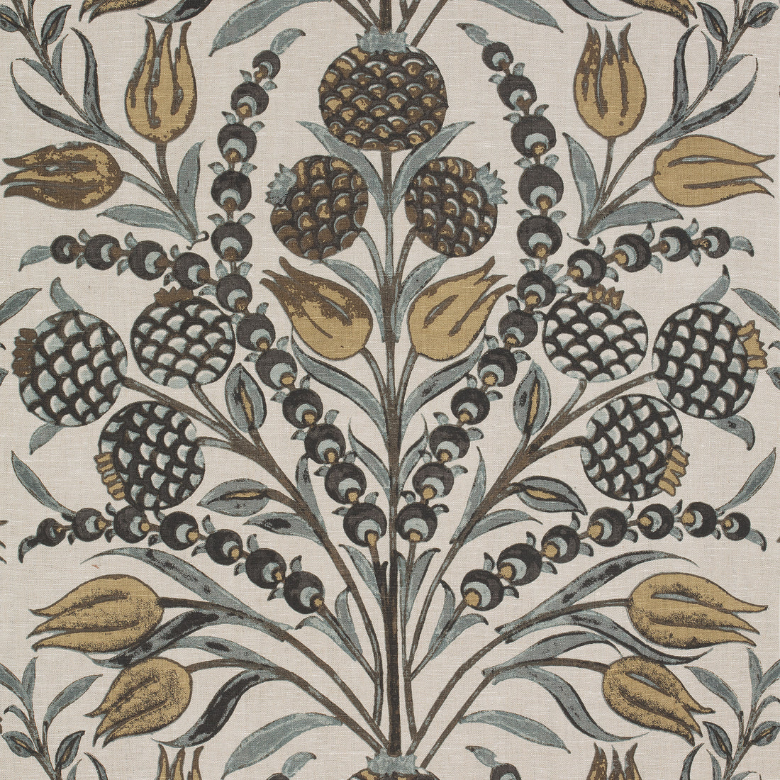 Corneila fabric in grey and gold color - pattern number F972604 - by Thibaut in the Chestnut Hill collection