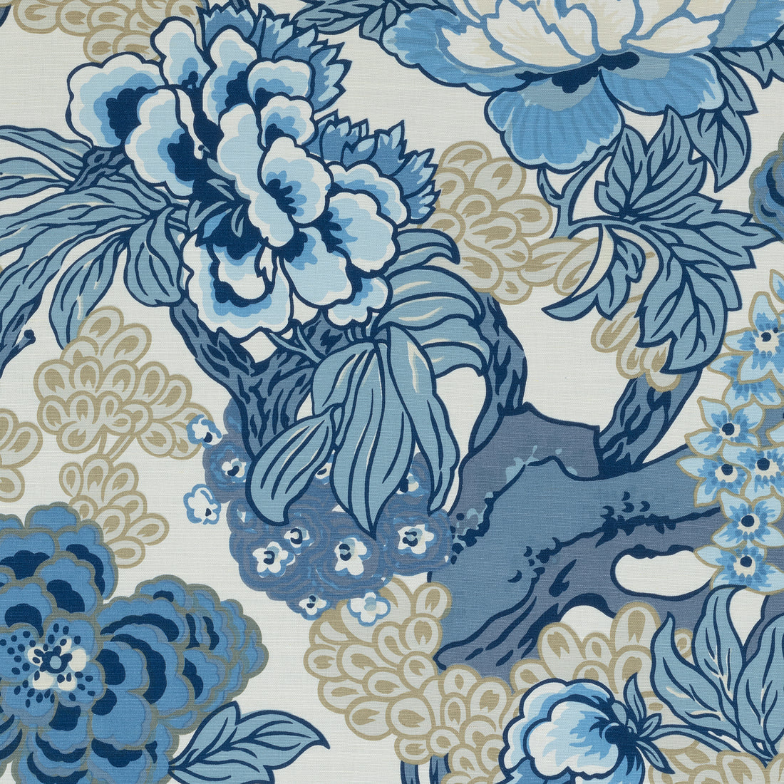 Honshu fabric in blue and beige color - pattern number F975487 - by Thibaut in the Dynasty collection