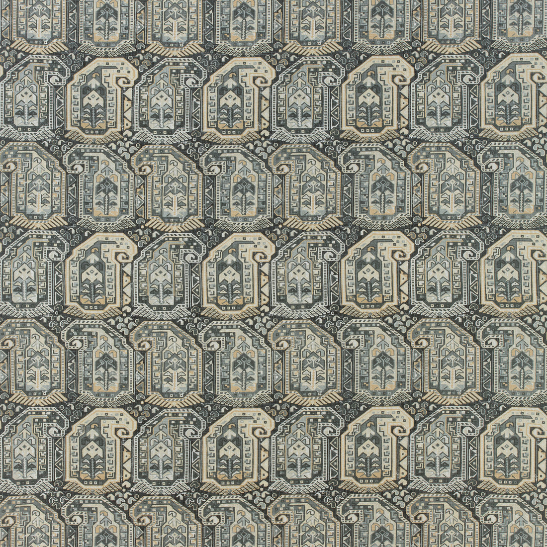 Gleniffer fabric in black and grey color - pattern number F985021 - by Thibaut in the Greenwood collection