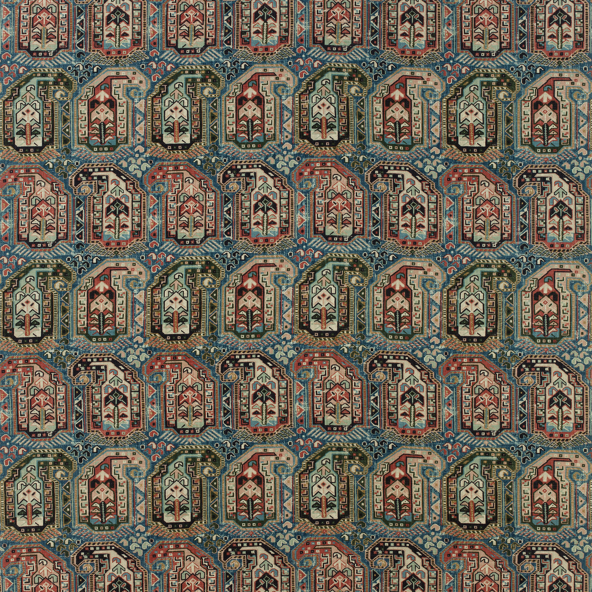 Gleniffer fabric in navy and red color - pattern number F985024 - by Thibaut in the Greenwood collection