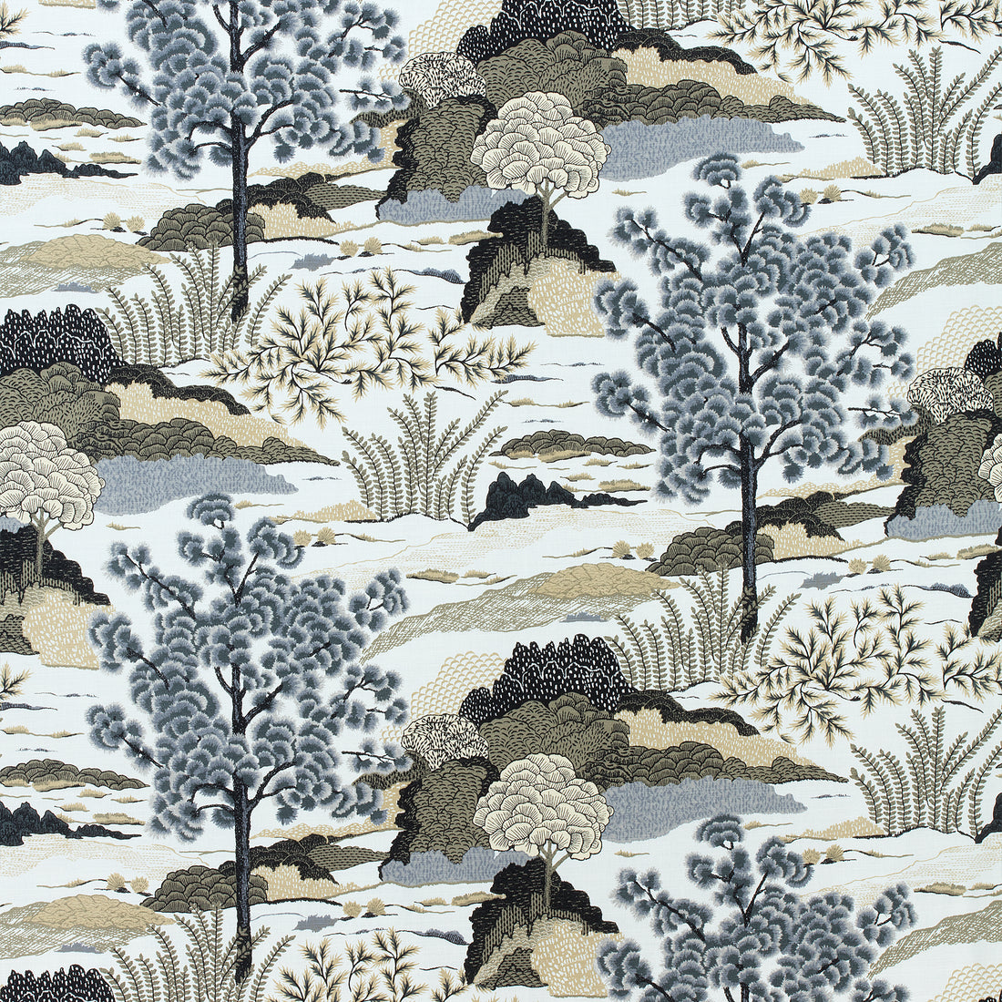Daintree fabric in grey color - pattern number F985041 - by Thibaut in the Greenwood collection