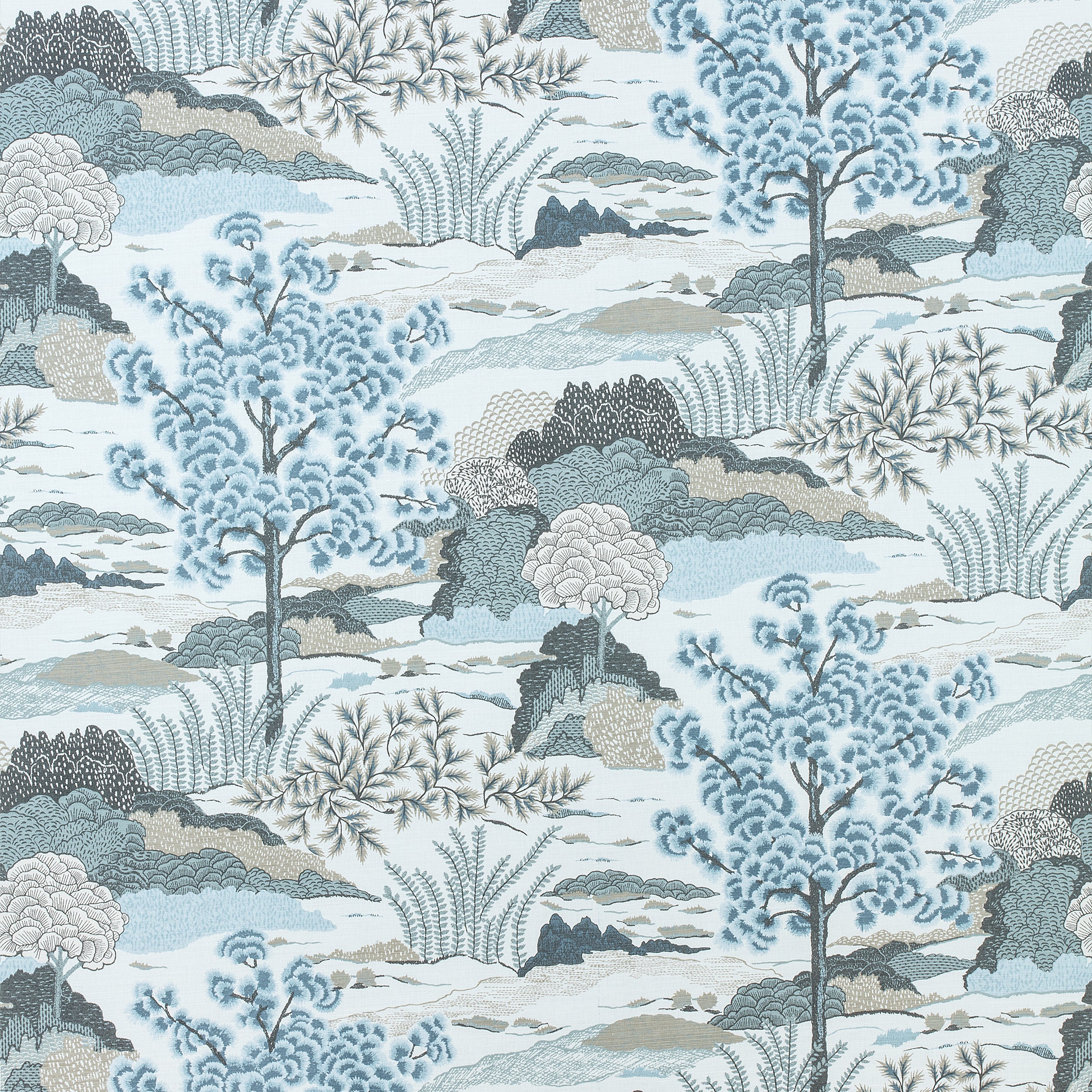 Daintree fabric in aqua color - pattern number F985043 - by Thibaut in the Greenwood collection