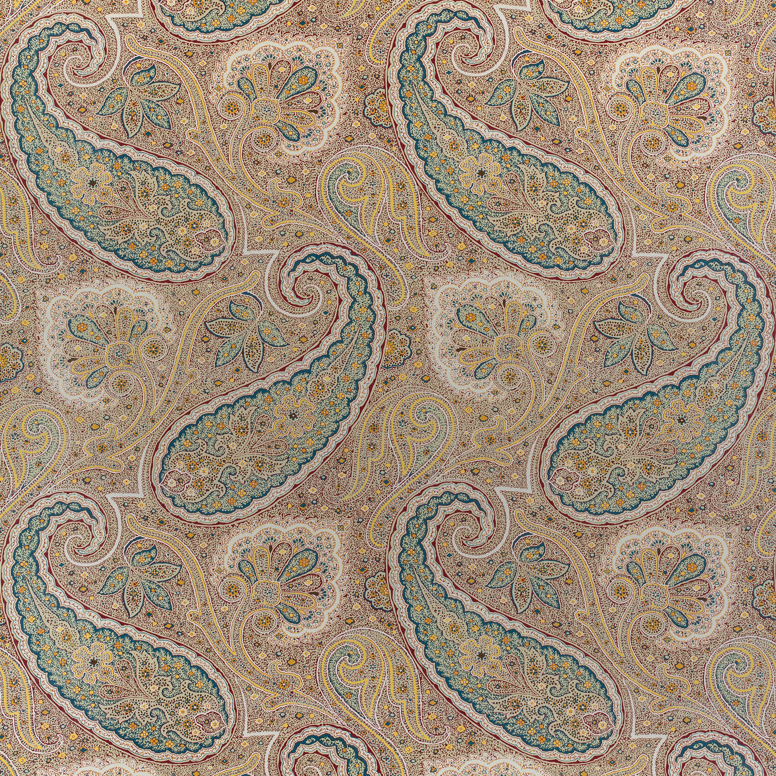 Sherrill Paisley fabric in teal and beige color - pattern number F985076 - by Thibaut in the Greenwood collection