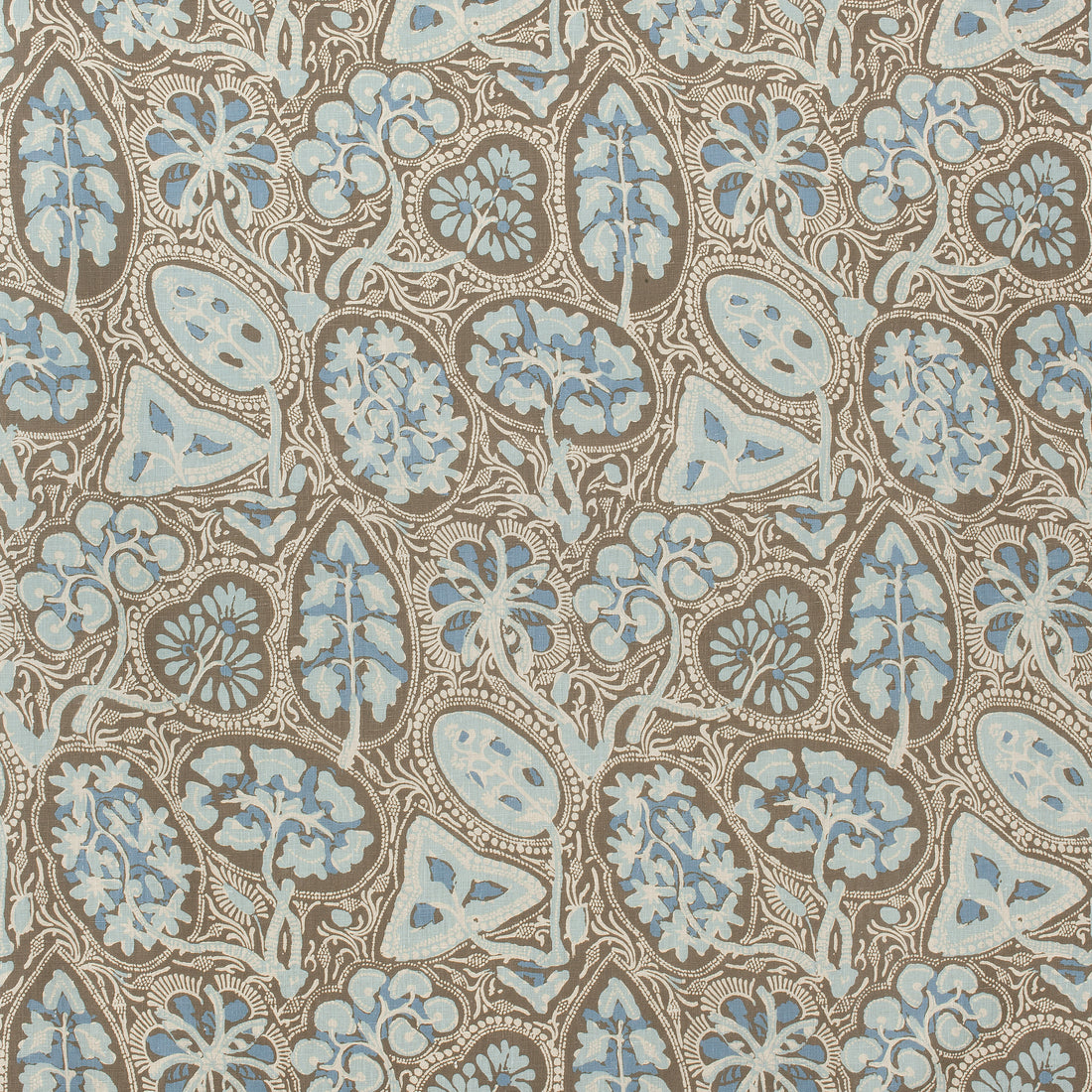 Cochin fabric in aqua and brown color - pattern number F988718 - by Thibaut in the Trade Routes collection