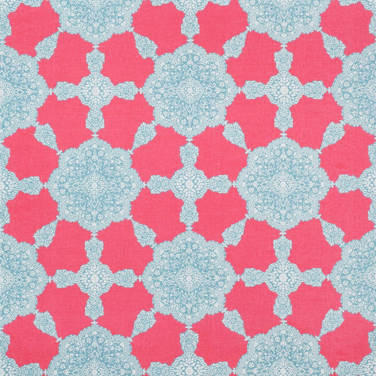 Medallion Paisley fabric in pink and turquoise color - pattern number F988726 - by Thibaut in the Trade Routes collection