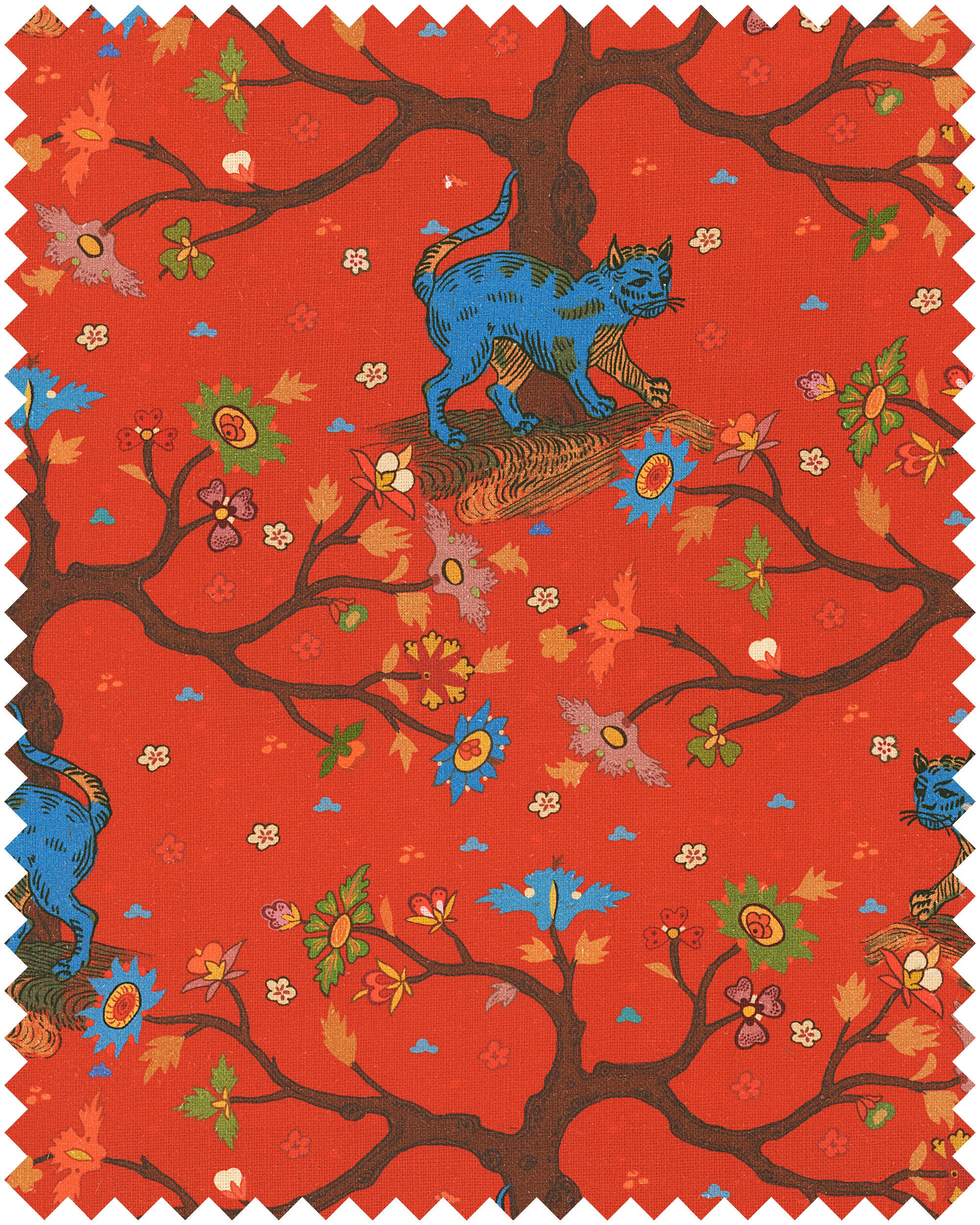 Tree of Life Coral fabric in red color - pattern number FB00180 - by Mind The Gap in the Transylvanian Rhapsody collection