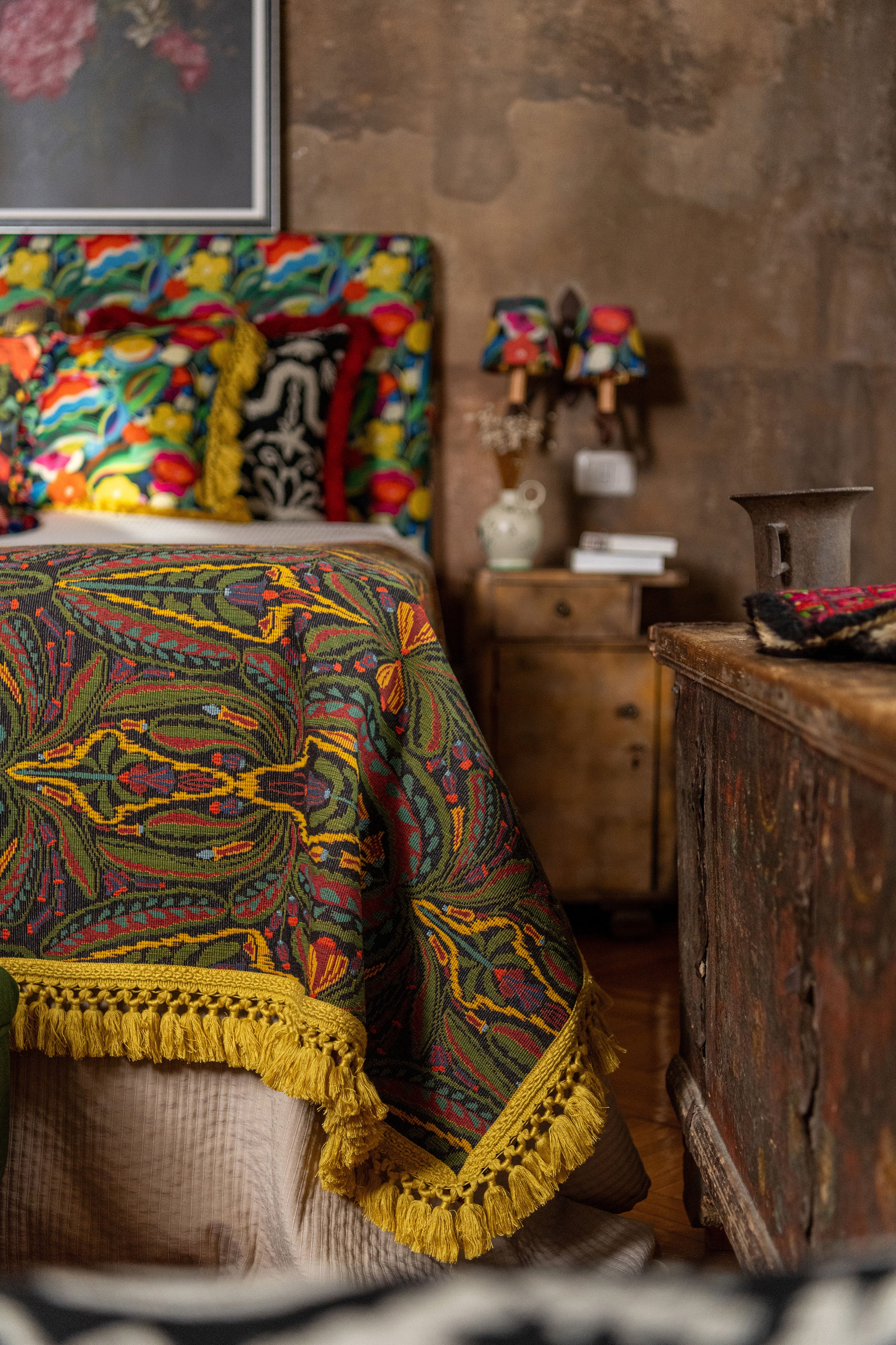 Serenade fabric in green color - pattern number FB00185 - by Mind The Gap in the Transylvanian Rhapsody collection