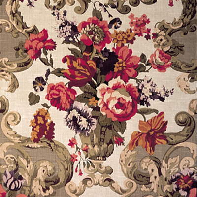 Floral Rococo fabric in taupe color - pattern FD101/523.N101.0 - by Mulberry in the Romantic Heroes collection