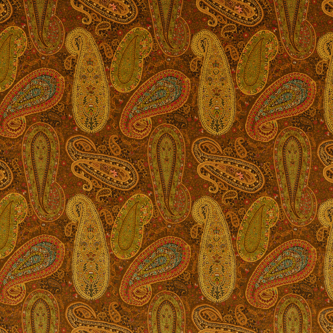 Peregrine Paisley Velvet fabric in spice color - pattern FD2002.T30.0 - by Mulberry in the Mulberry Long Weekend collection