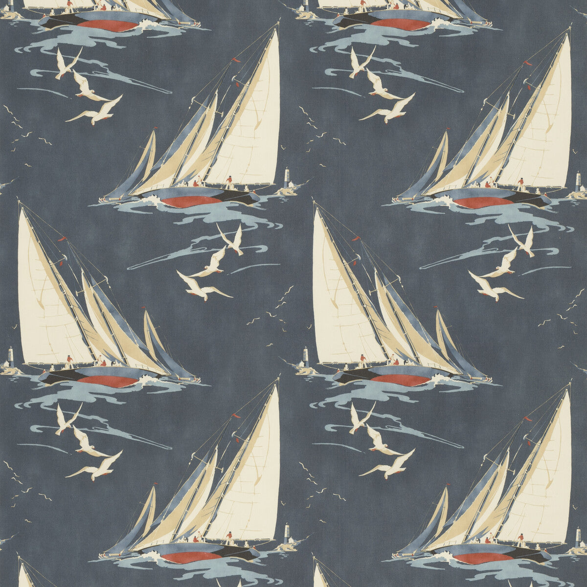 Round The Island fabric in indigo color - pattern FD2010.H10.0 - by Mulberry in the Icons Fabrics collection