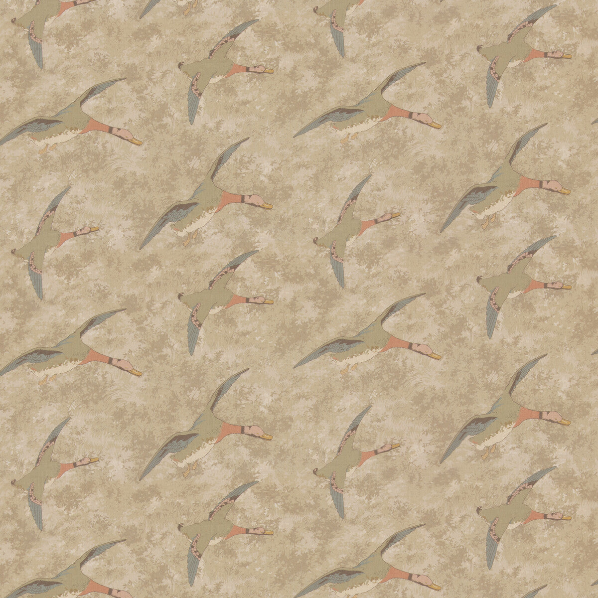 Forest Ducks fabric in parchment color - pattern number FD2026.J107.0 - by Mulberry in the Mulberry Country Walk collection