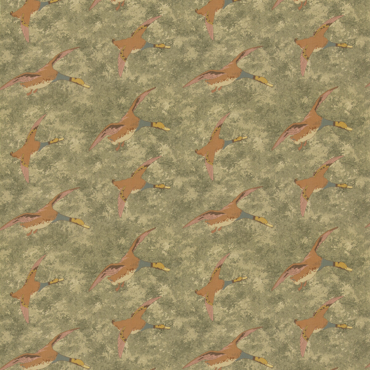 Forest Ducks fabric in lovat color - pattern number FD2026.R106.0 - by Mulberry in the Mulberry Country Walk collection