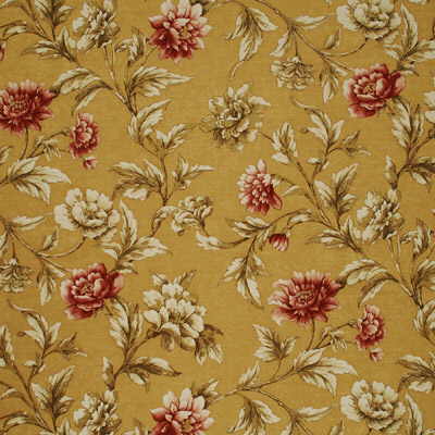 Gilded Peony fabric in sand/red color - pattern FD252.N106.0 - by Mulberry in the Living Legends collection