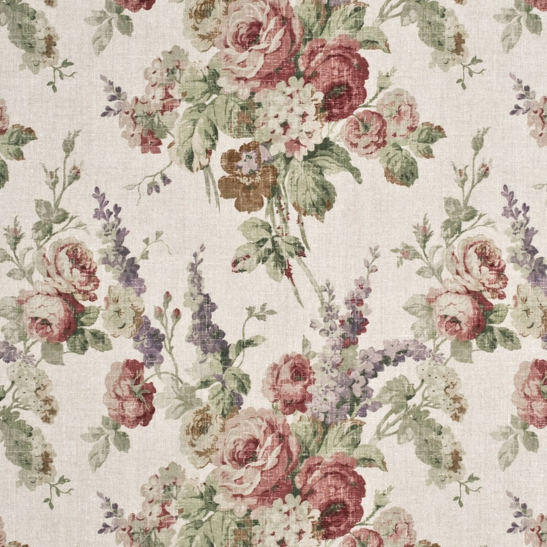 Vintage Floral fabric in rose/green color - pattern FD264.W46.0 - by Mulberry in the Country Weekend collection