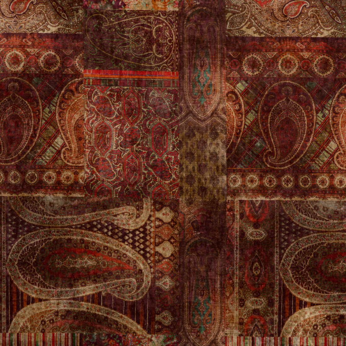 Lomond Velvet fabric in red/plum color - pattern FD265.V106.0 - by Mulberry in the Bohemian Romance collection