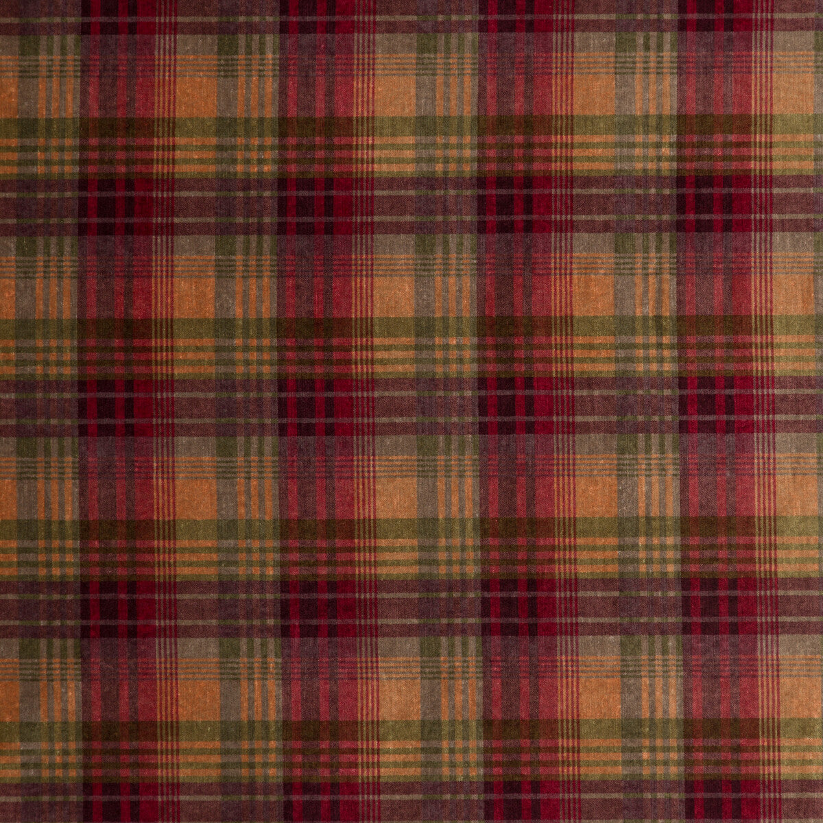 Velvet Ancient Tartan fabric in plum color - pattern FD274.H113.0 - by Mulberry in the Bohemian Weaves collection