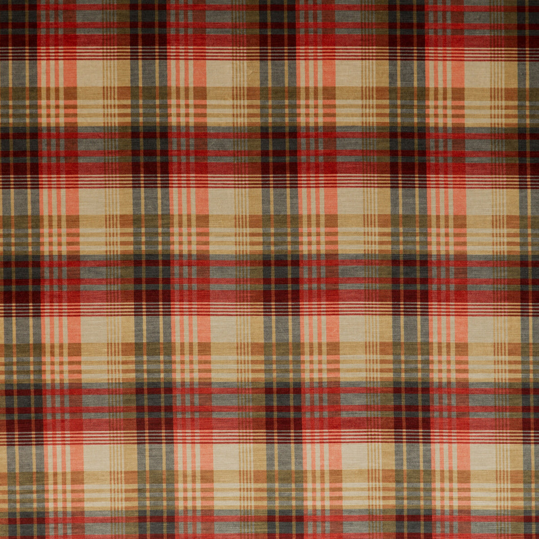 Velvet Ancient Tartan fabric in spice color - pattern FD274.T30.0 - by Mulberry in the Bohemian Weaves collection