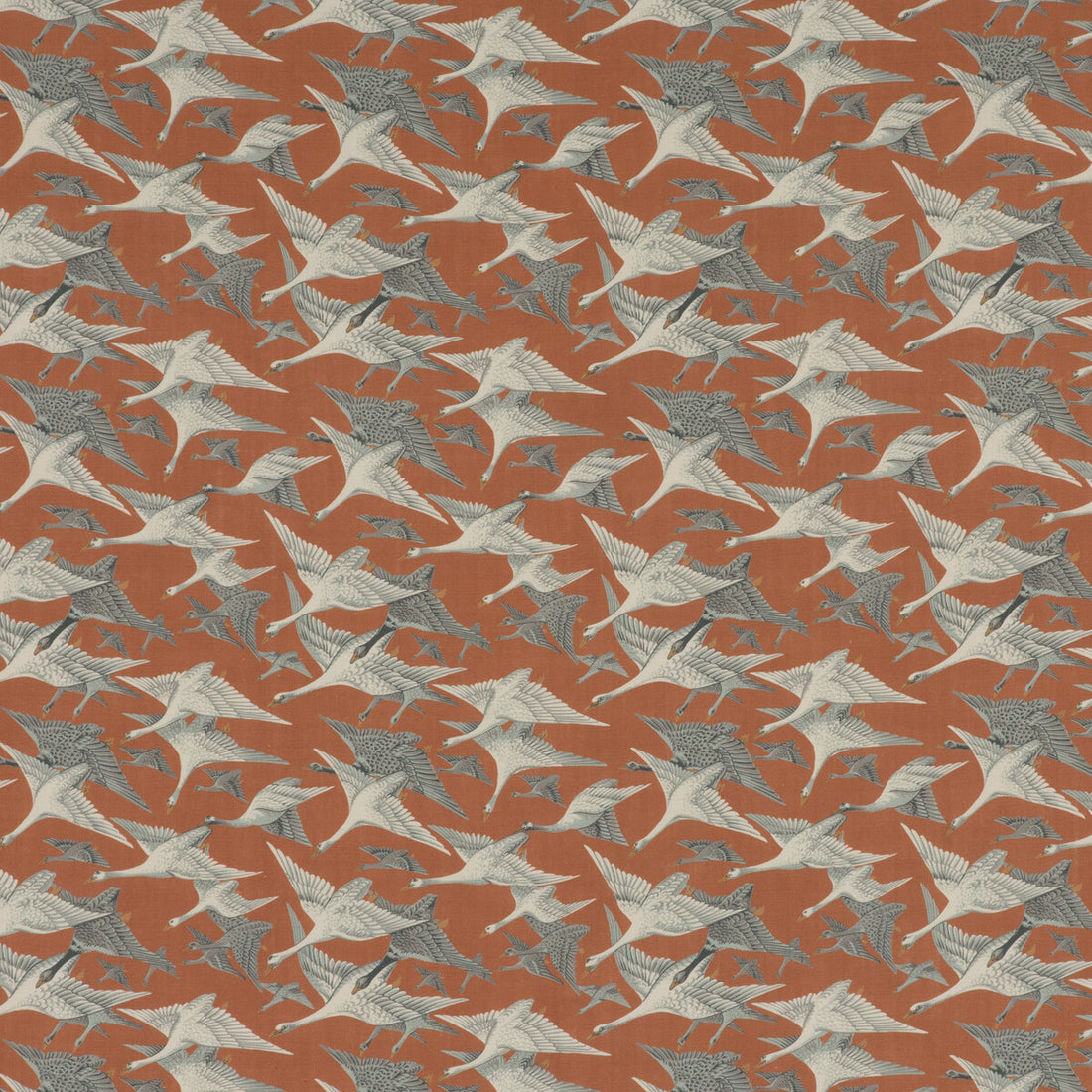 Wild Geese Linen fabric in spice color - pattern FD287.T30.0 - by Mulberry in the Bohemian Travels collection