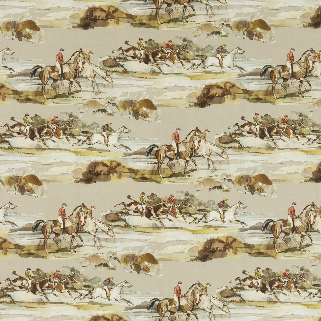 Morning Gallop Linen fabric in grey/sand color - pattern FD294.A46.0 - by Mulberry in the Festival collection