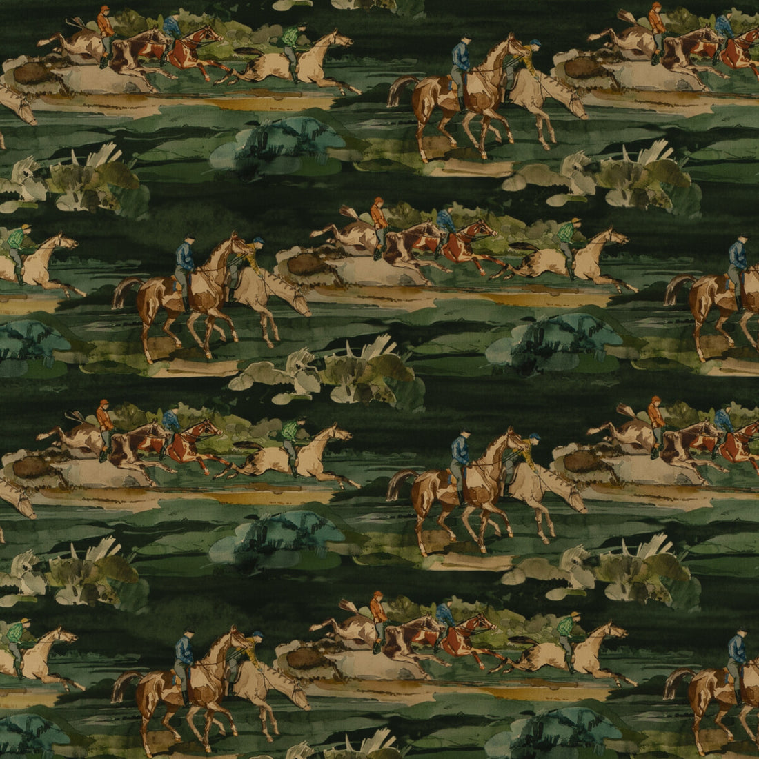 Morning Gallop Velvet fabric in teal color - pattern FD295.R11.0 - by Mulberry in the Icons Fabrics collection