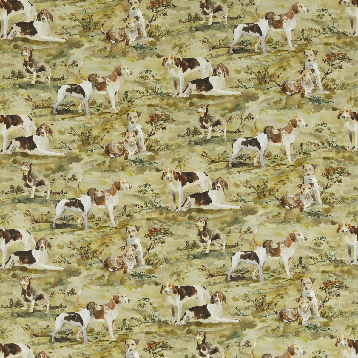 Mulberry Hounds Linen fabric in multi color - pattern FD296.Y101.0 - by Mulberry in the Festival collection