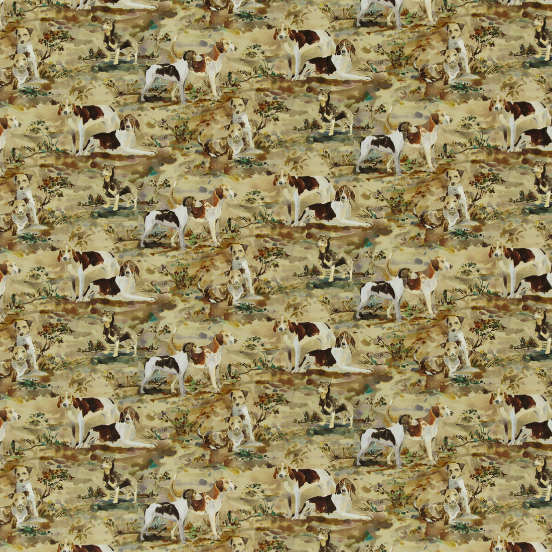 Mulberry Hounds Velvet fabric in multi color - pattern FD297.Y101.0 - by Mulberry in the Festival collection