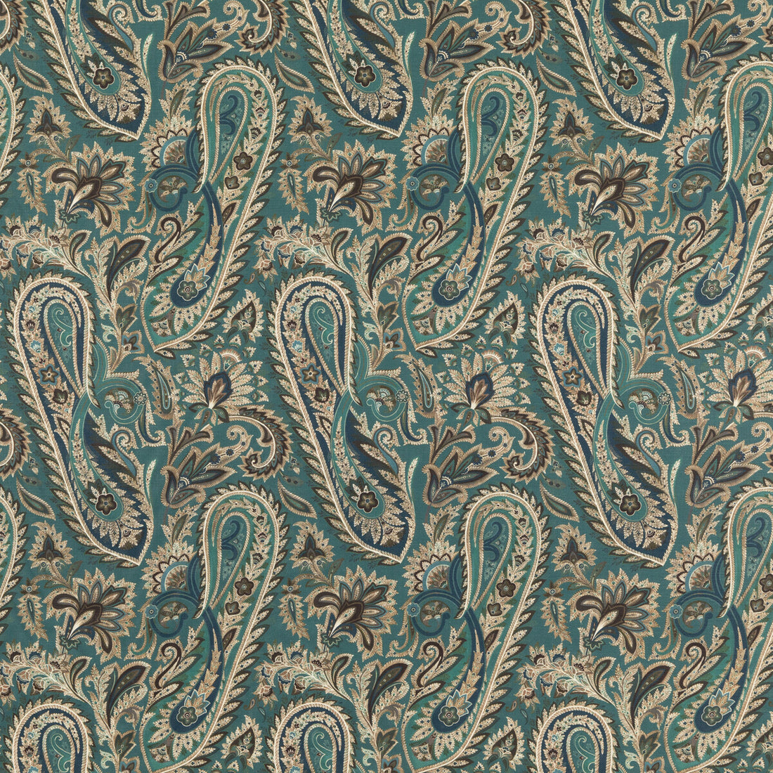 Hoxley fabric in teal color - pattern FD302.R122.0 - by Mulberry in the Modern Country I collection