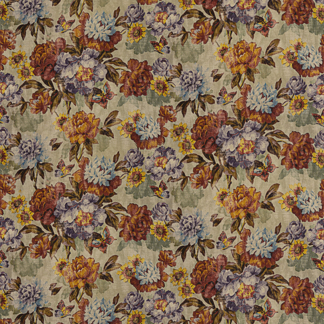 Botanica fabric in red/plum color - pattern FD306.V54.0 - by Mulberry in the Modern Country II collection