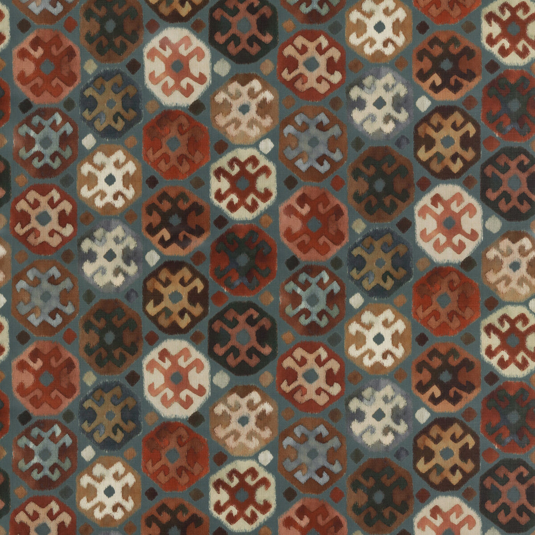 Curiosity fabric in teal color - pattern FD312.R122.0 - by Mulberry in the Modern Country I collection