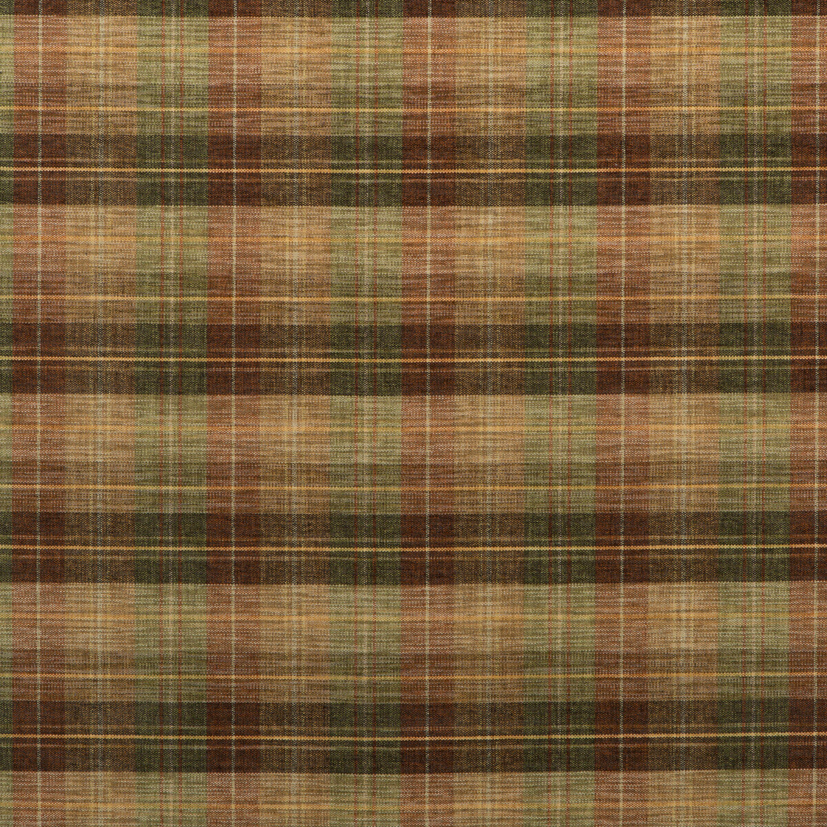 Clan Chenille fabric in burnt orange/green/nutmeg color - pattern FD598.P13.0 - by Mulberry in the Living Legends collection
