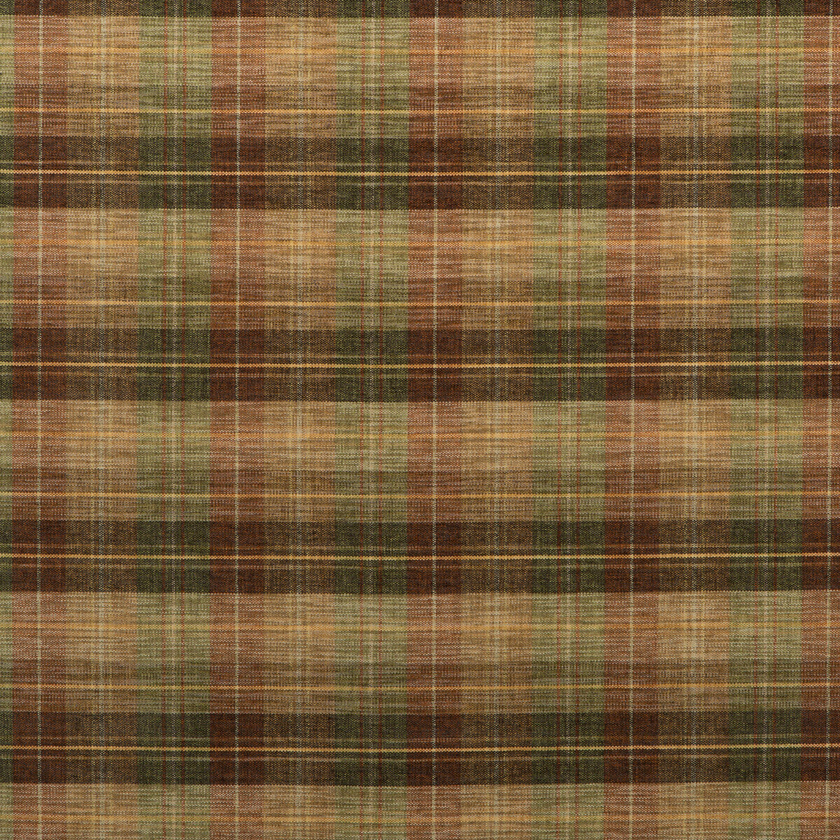 Clan Chenille fabric in burnt orange/green/nutmeg color - pattern FD598.P13.0 - by Mulberry in the Living Legends collection