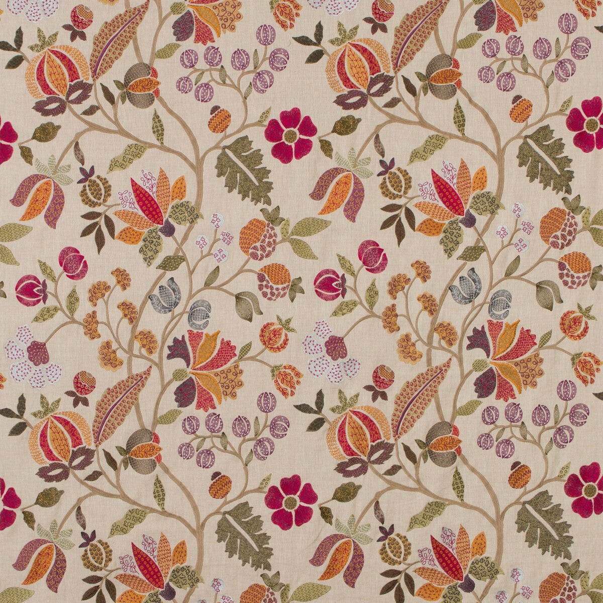 Wilderness fabric in multi color - pattern FD718.Y107.0 - by Mulberry in the Bohemian Romance collection