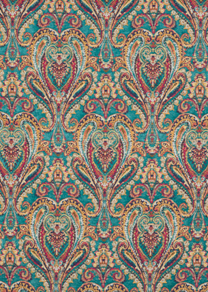 Bohemian Paisley fabric in teal color - pattern FD728.R11.0 - by Mulberry in the Bohemian Travels collection