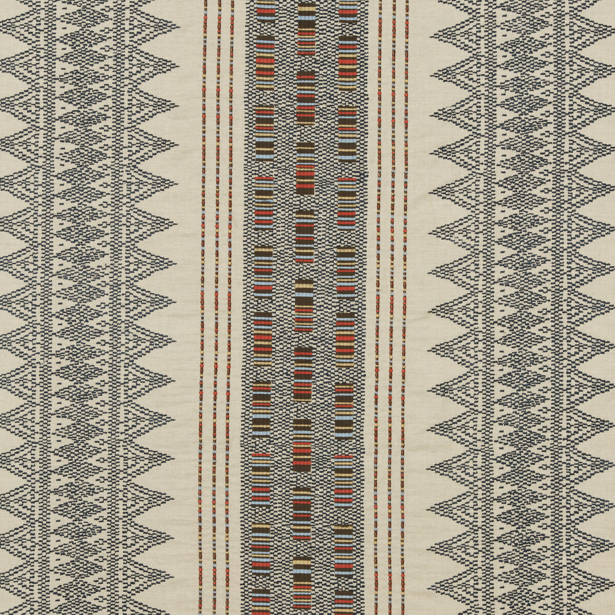 Stitchwork fabric in indigo color - pattern FD762.H10.0 - by Mulberry in the Festival collection