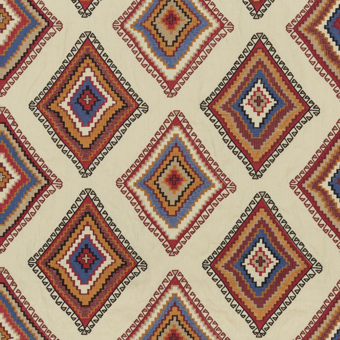 Sundance fabric in sienna/red/blue color - pattern FD767.M38.0 - by Mulberry in the Festival collection
