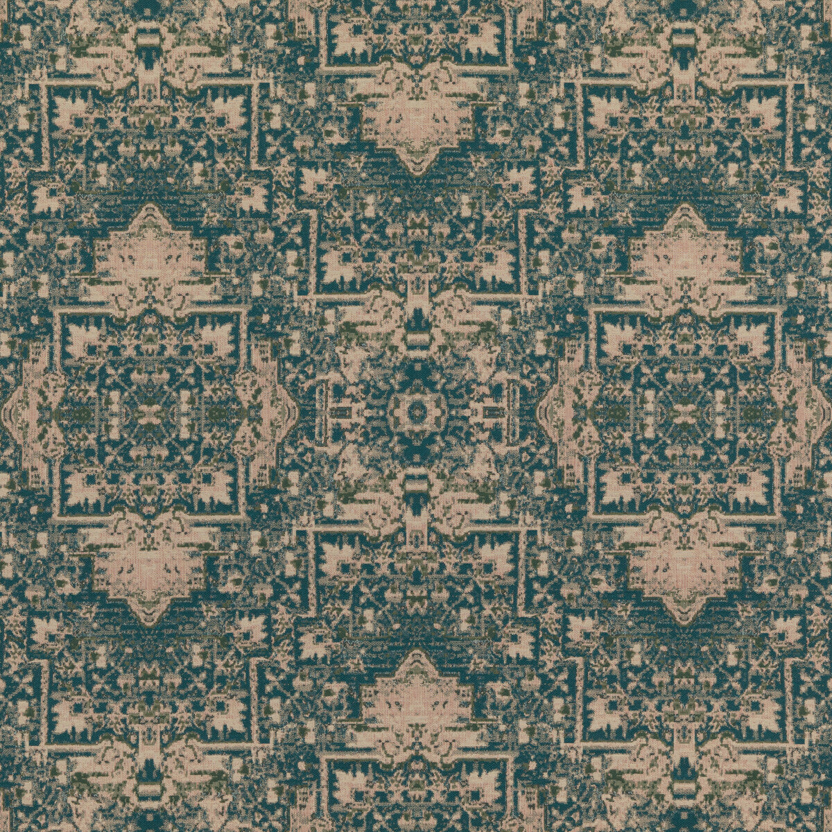Faded Tapestry fabric in teal color - pattern FD782.R122.0 - by Mulberry in the Modern Country I collection
