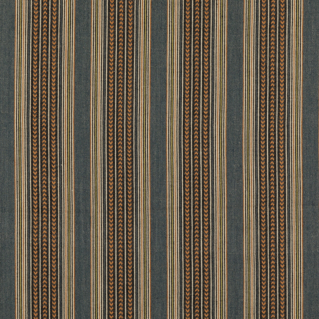 Berber Stripe fabric in denim color - pattern FD792.G34.0 - by Mulberry in the Mulberry Stripes II collection