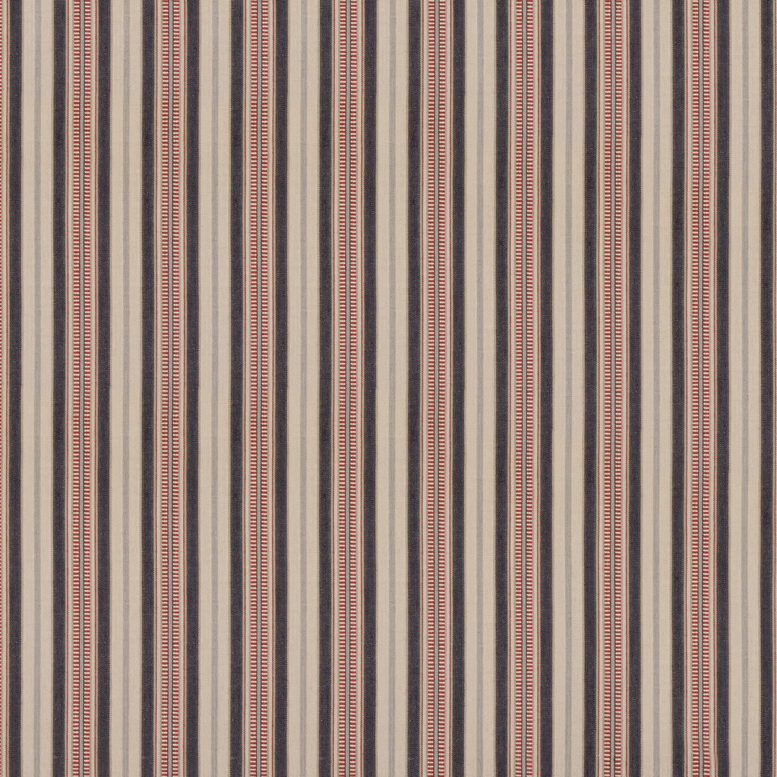 Shelter Stripe fabric in indigo/red color - pattern FD820.G103.0 - by Mulberry in the Westerly Stripes collection