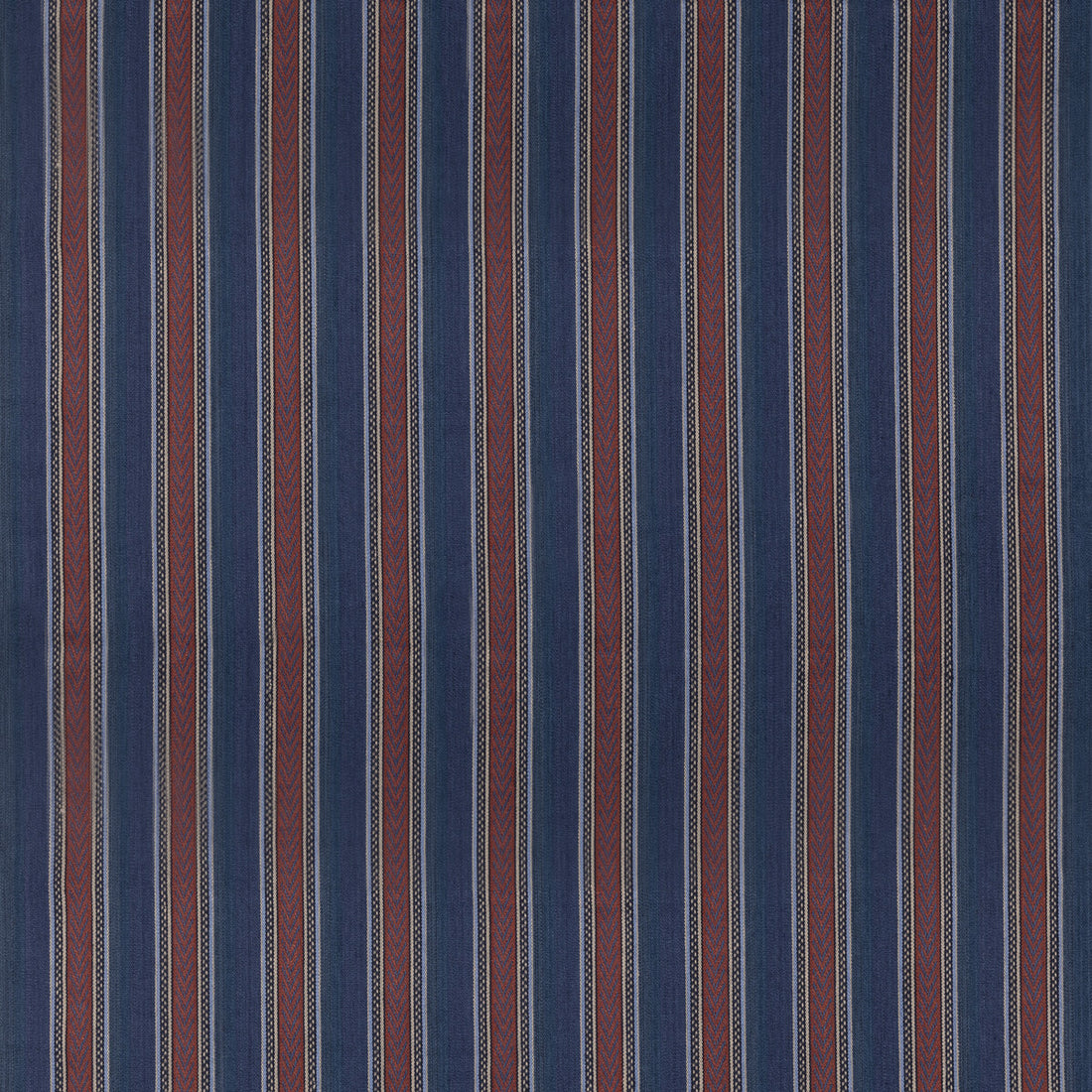 Barrington Stripe fabric in indigo/red color - pattern FD826.G103.0 - by Mulberry in the Westerly Stripes collection
