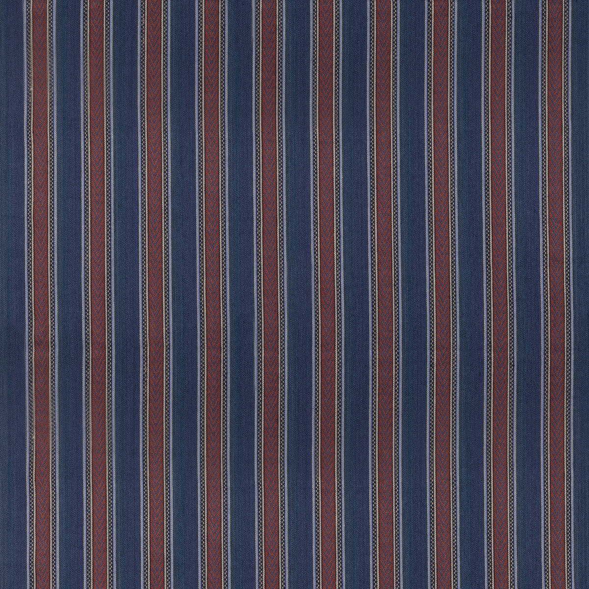 Barrington Stripe fabric in indigo/red color - pattern FD826.G103.0 - by Mulberry in the Westerly Stripes collection