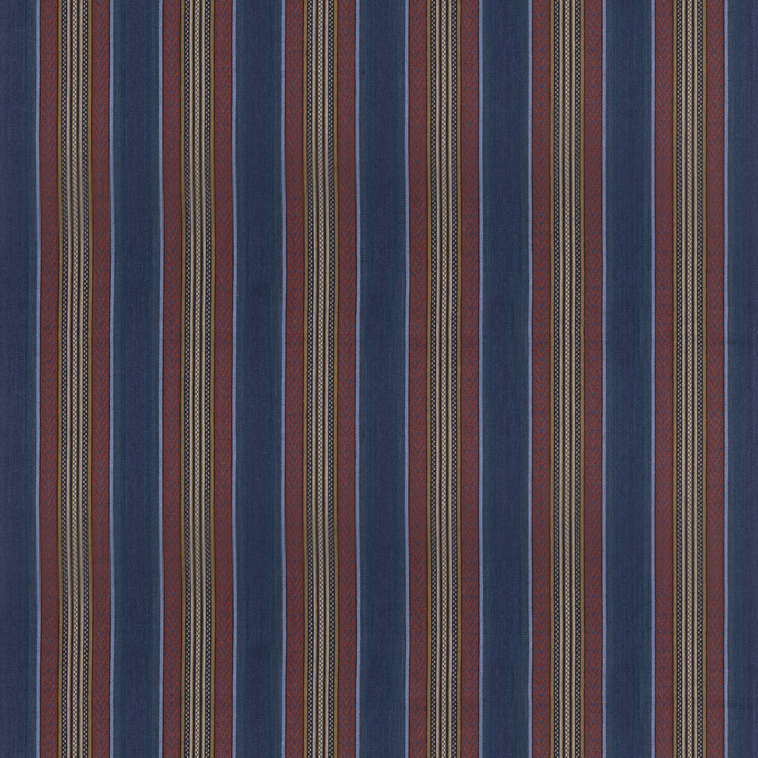 Westerly Stripe fabric in indigo/red color - pattern FD827.G103.0 - by Mulberry in the Westerly Stripes collection